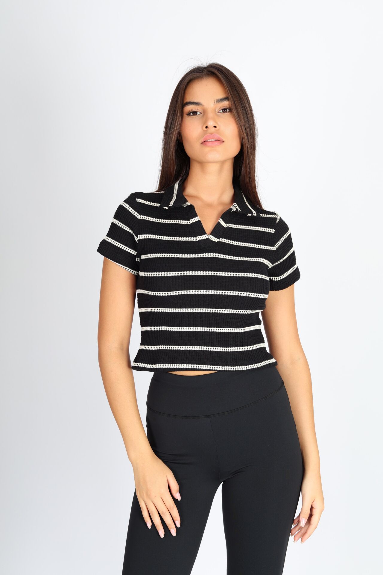 Polo Yaka Raporlu Jakar T-shirt