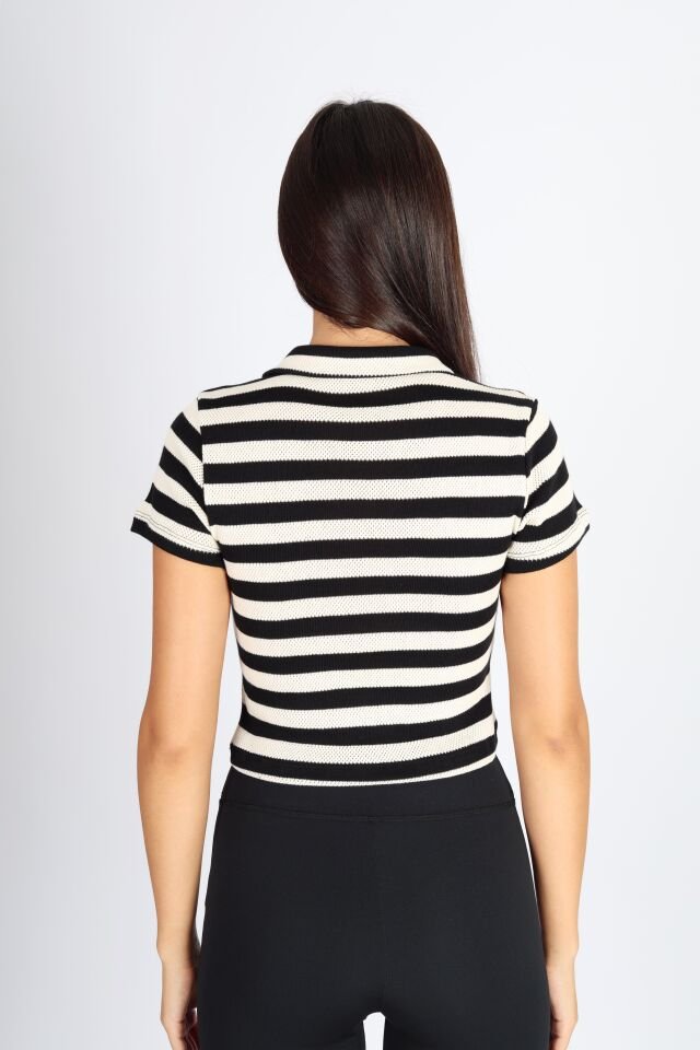 Polo Yaka Raporlu Jakar T-shirt