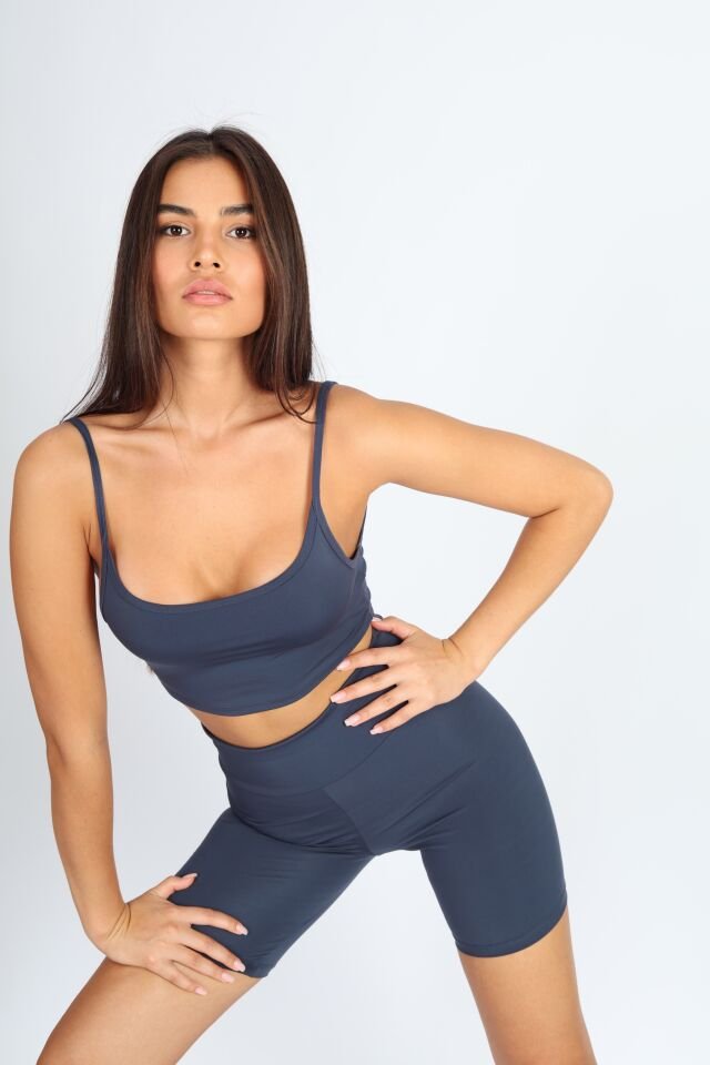 Askılı Crop Fit Indıgo Bra