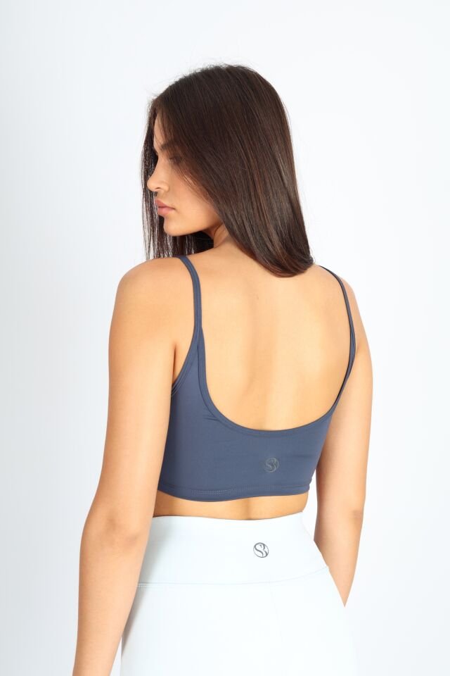Askılı Crop Fit Indıgo Bra