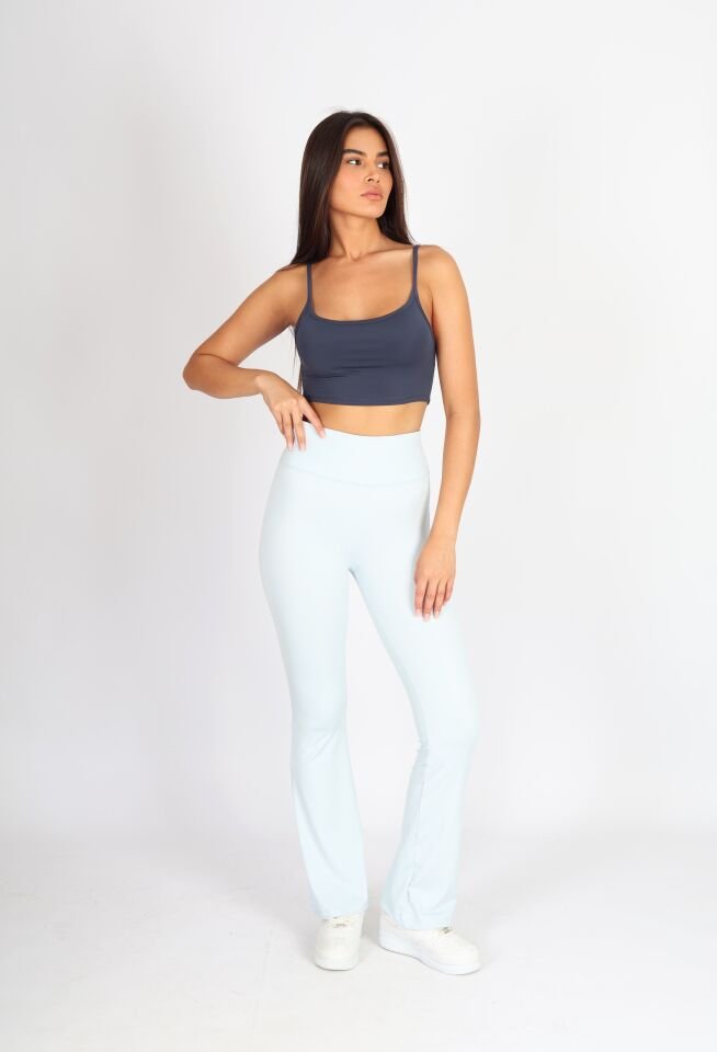 İspanyol Paça Flare Yoga Mavi Tayt