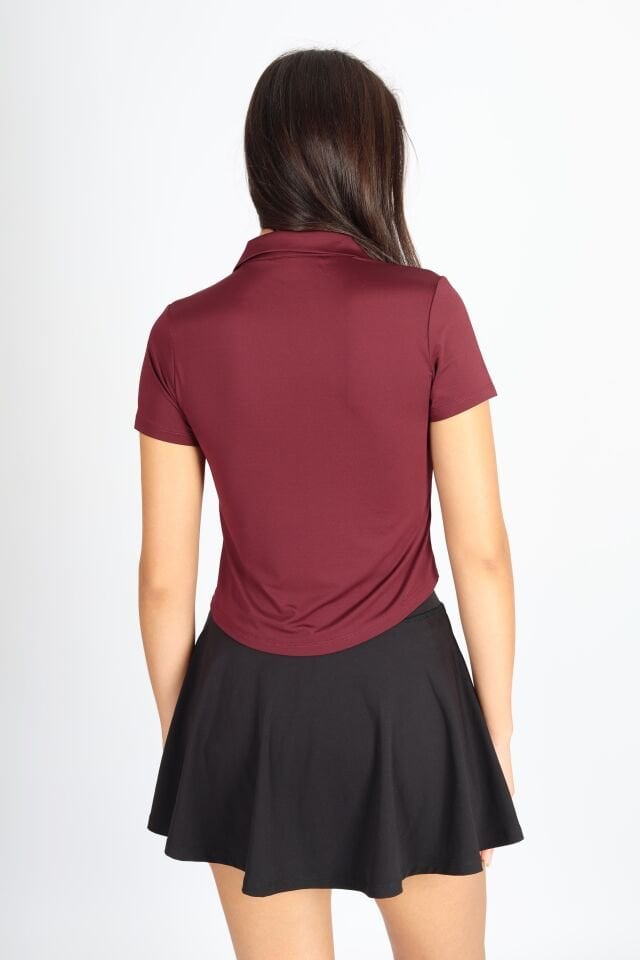 Polo Yaka ve Patlı Lused Bordo T-shirt