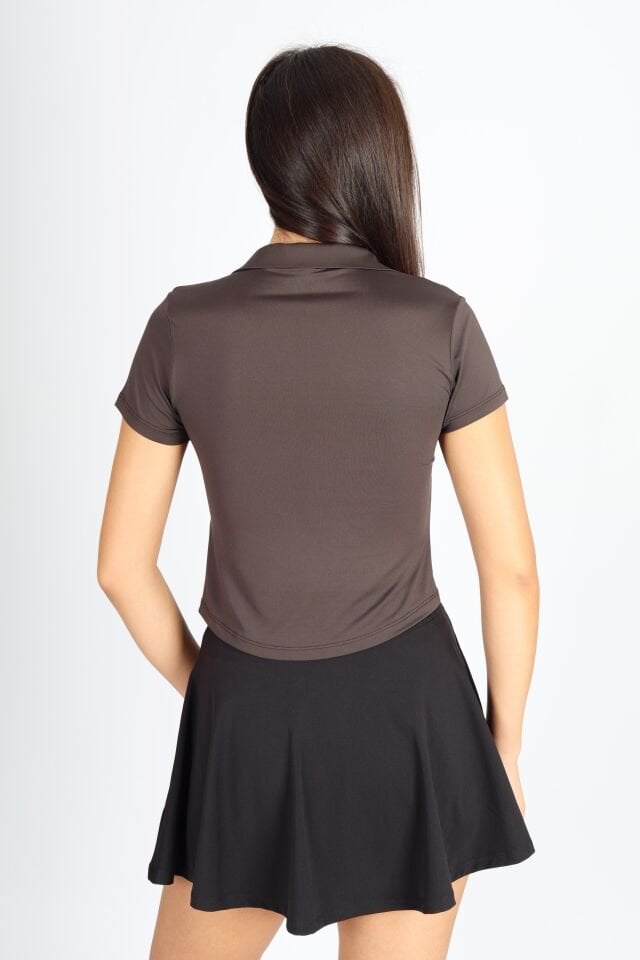 Polo Yaka ve Patlı Lused Antrasit T-shirt