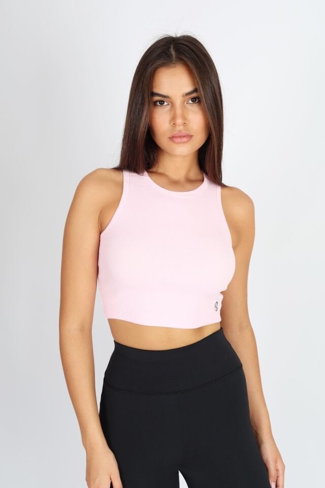 Halter Yaka Biyeli Pembe Atlet
