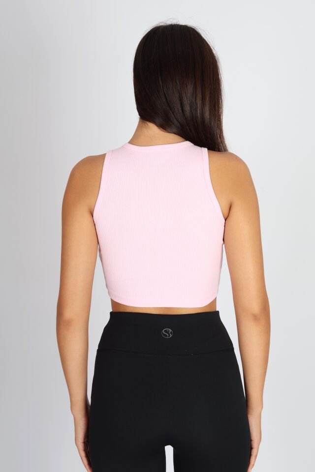 Halter Yaka Biyeli Pembe Atlet