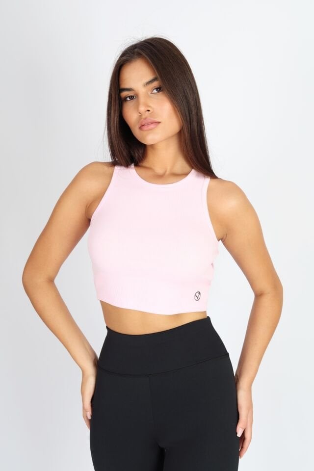 Halter Yaka Biyeli Pembe Atlet
