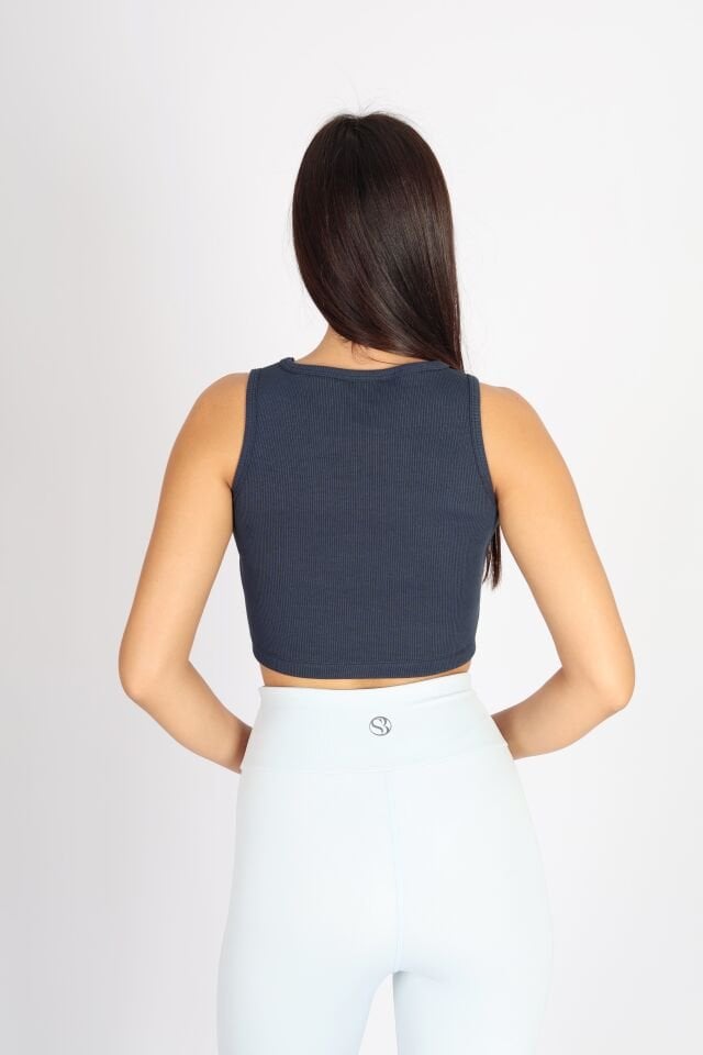Halter Yaka Biyeli Koyu Lacivert Atlet