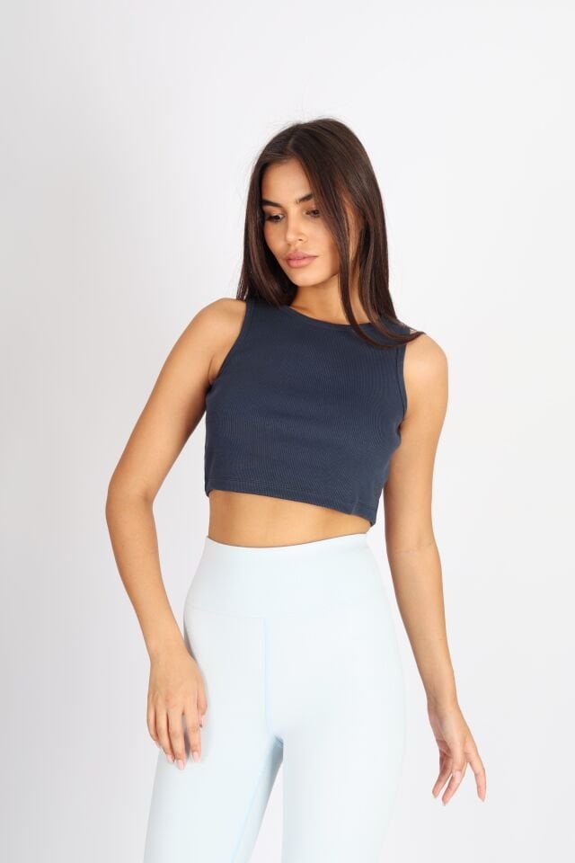 Halter Yaka Biyeli Koyu Lacivert Atlet