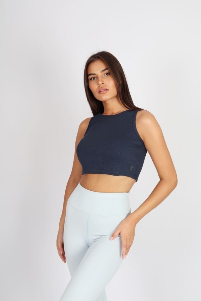 Halter Yaka Biyeli Koyu Lacivert Atlet