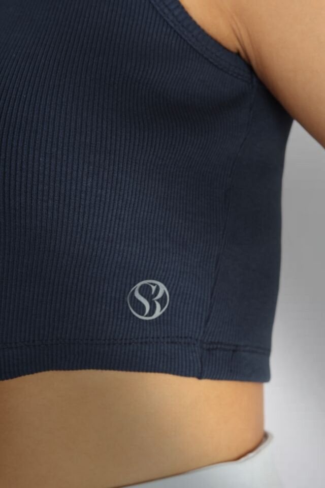 Halter Yaka Biyeli Koyu Lacivert Atlet
