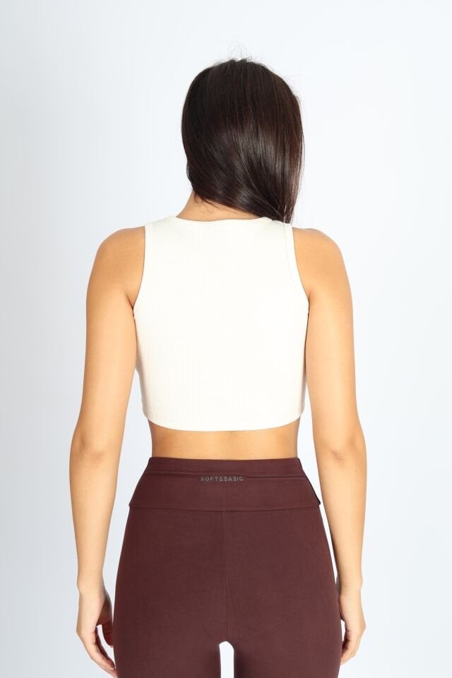 Halter Yaka Biyeli Bej Atlet