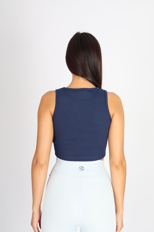 Halter Yaka Biyeli İndigo Atlet