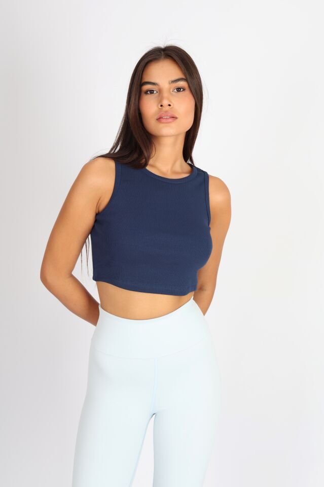 Halter Yaka Biyeli İndigo Atlet