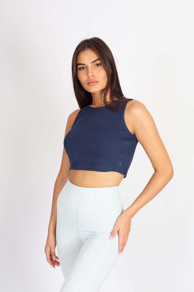 Halter Yaka Biyeli İndigo Atlet