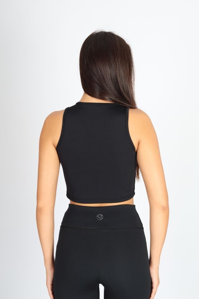 Siyah Halter Yaka Body Atlet