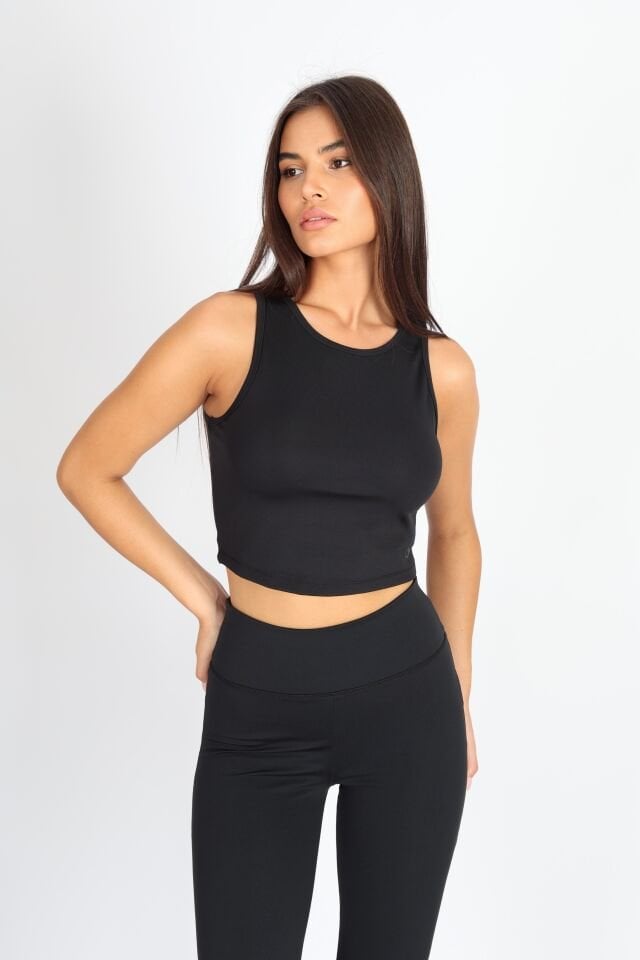 Siyah Halter Yaka Body Atlet