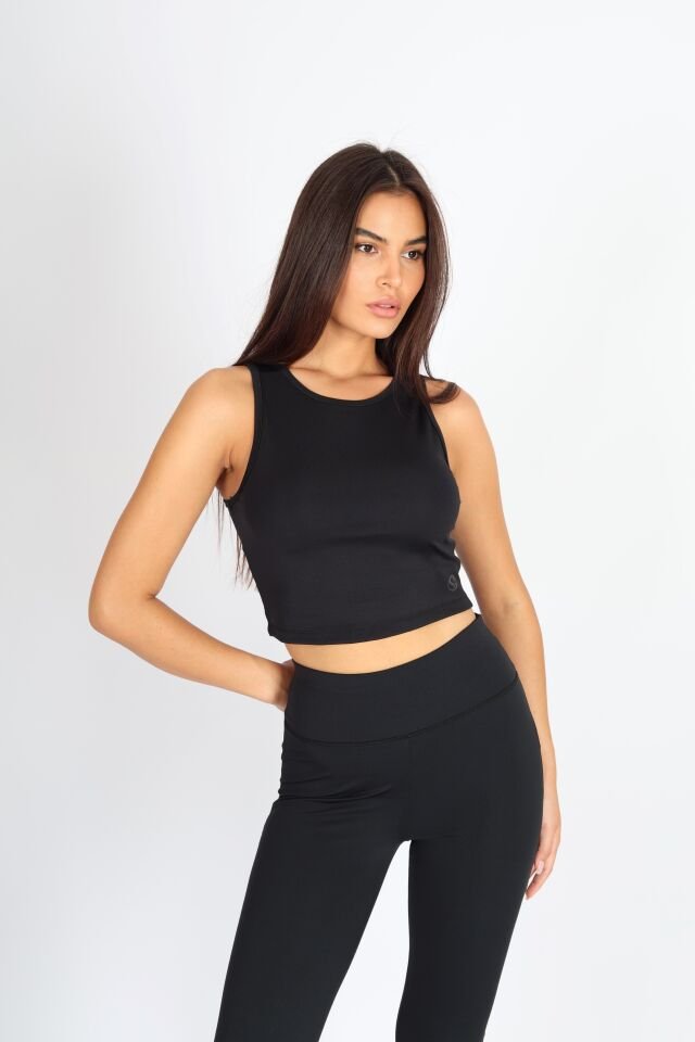 Siyah Halter Yaka Body Atlet