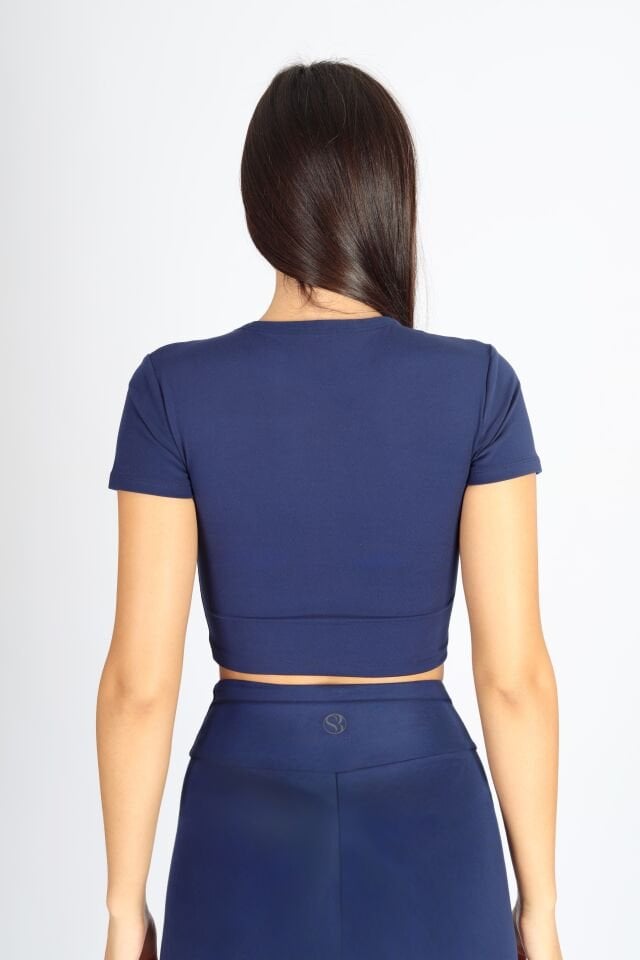 Crop Fit Kısa Kol Lacivert T-shirt
