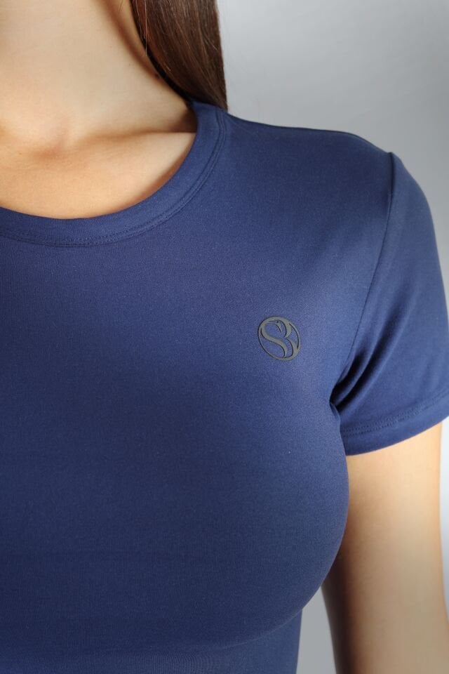 Crop Fit Kısa Kol Lacivert T-shirt