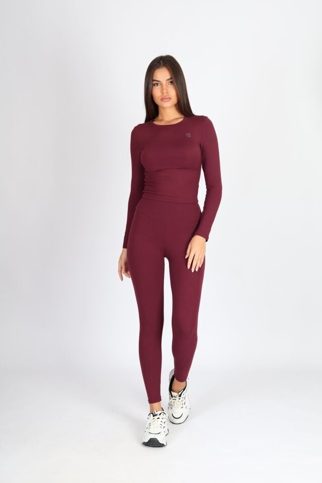 Uzun Kollu Bisiklet Yaka Bordo Body