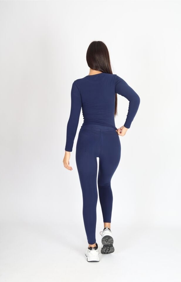 Slım Fit Toparlayıcı ve Esnek Lacivert Tayt