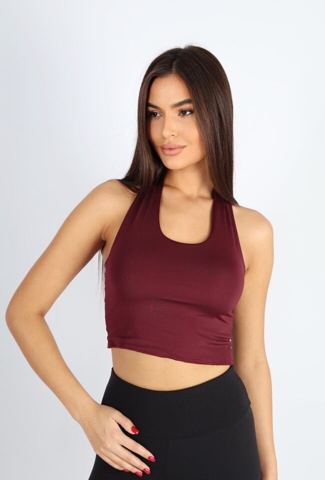 Boyundan Bağlamalı Bordo Bluz