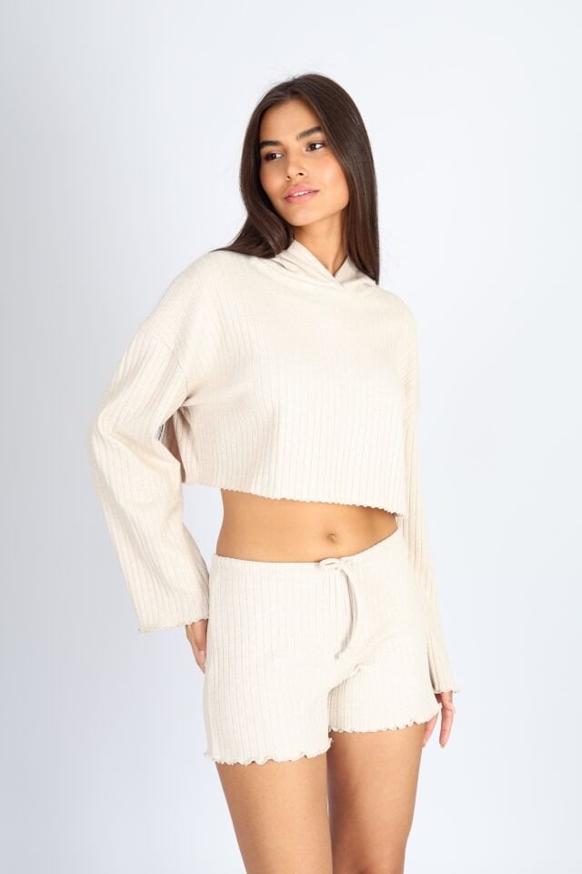 Kapüşonlu Punta Kaşkorse Raporlu Sweatshirt
