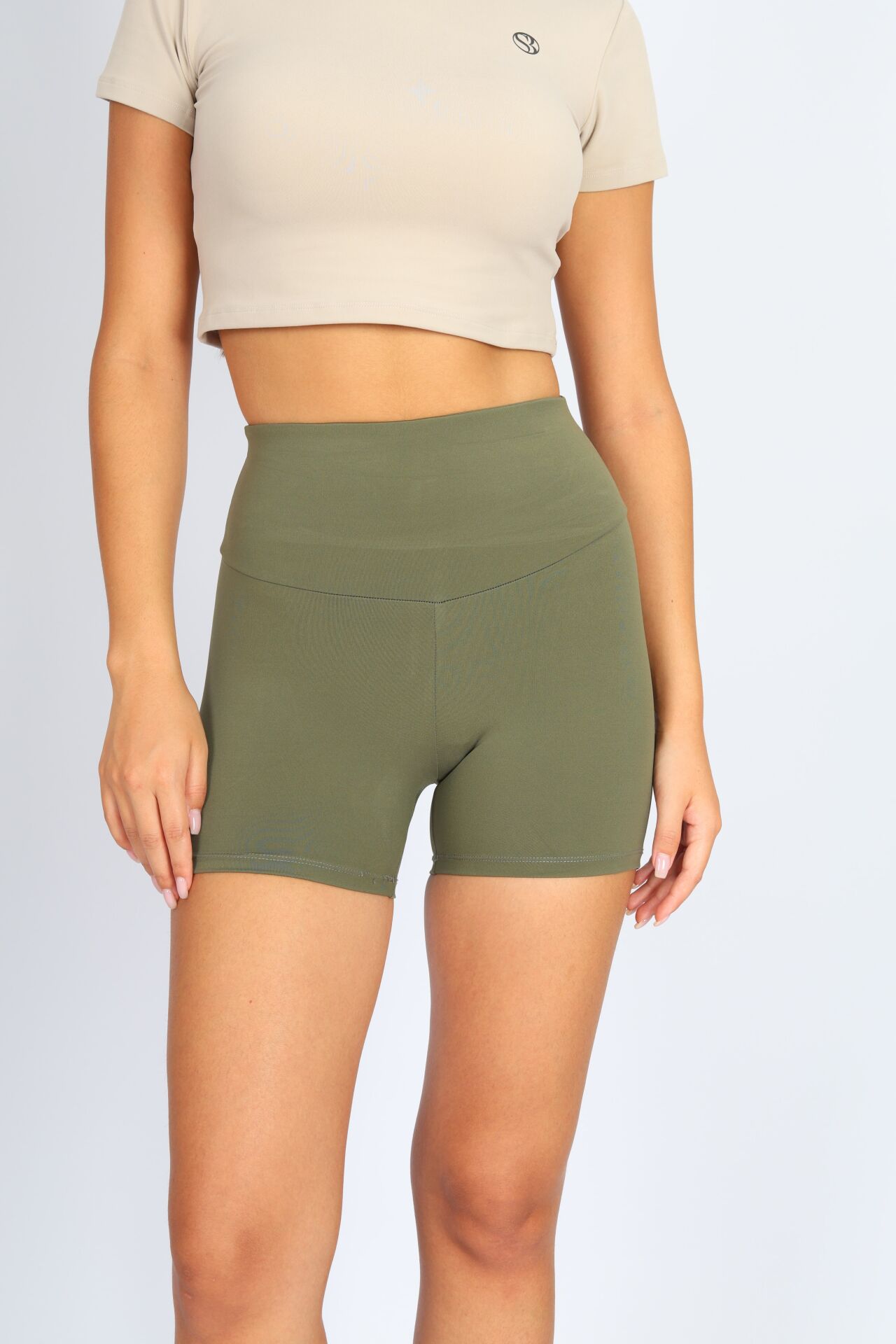 Bıker Kısa Haki Tayt