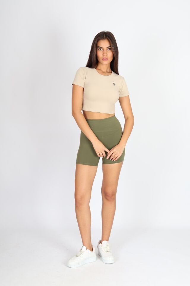 Bıker Kısa Haki Tayt