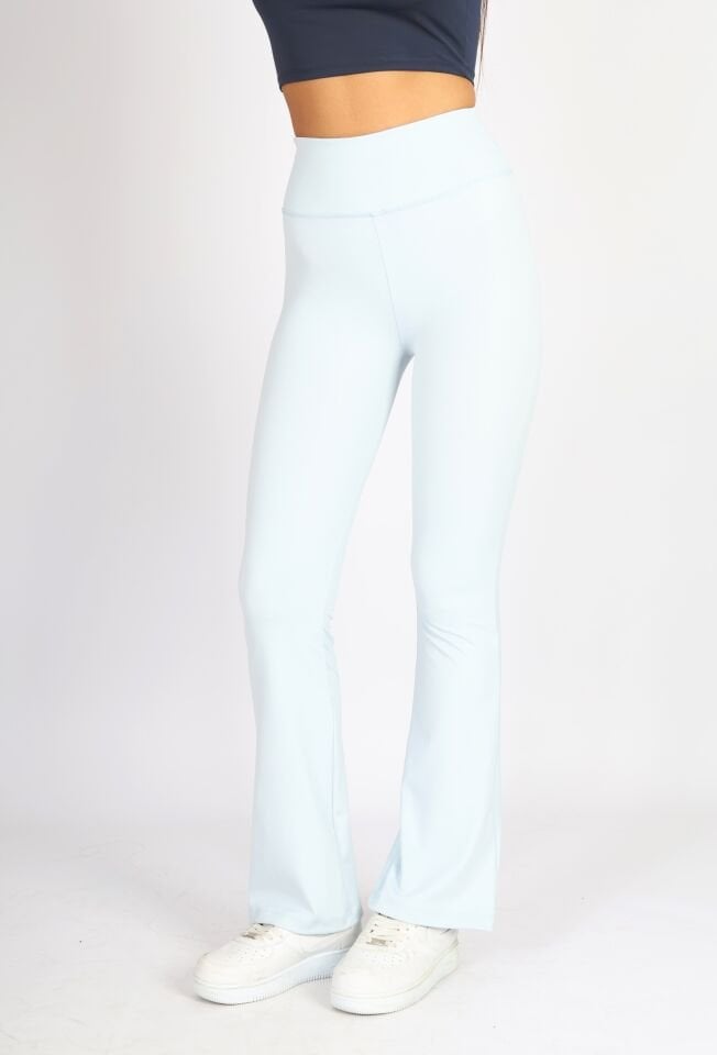 İspanyol Paça Flare Yoga Sarı Tayt Buz Mavi - XL