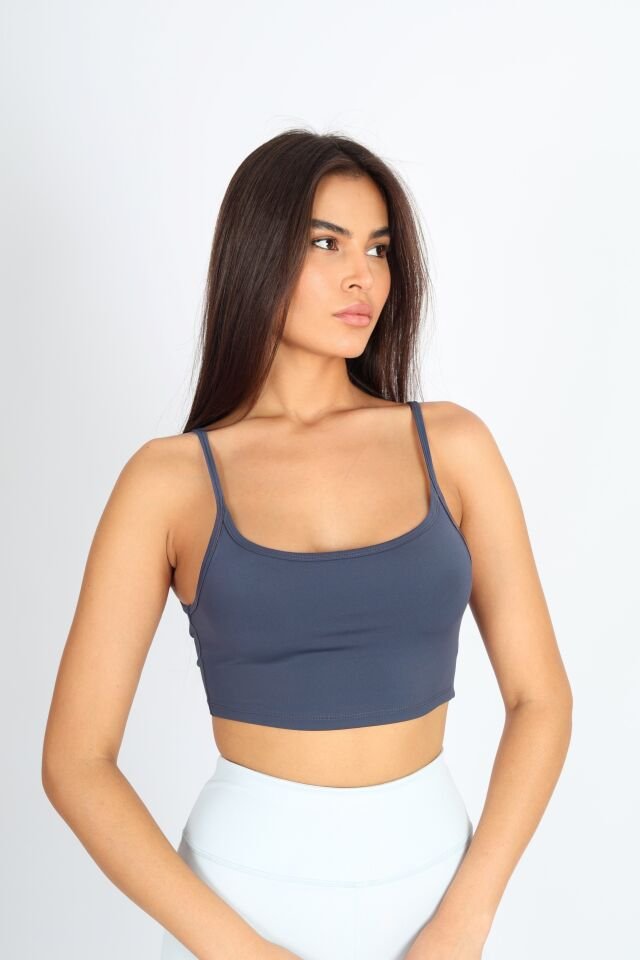 Askılı Crop Fit Indıgo Bra İndigo - M